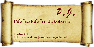 Pászkán Jakobina névjegykártya